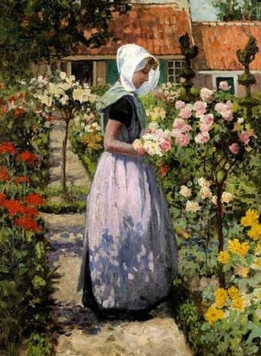 Dutch Woman In A Garden — George Hitchcock