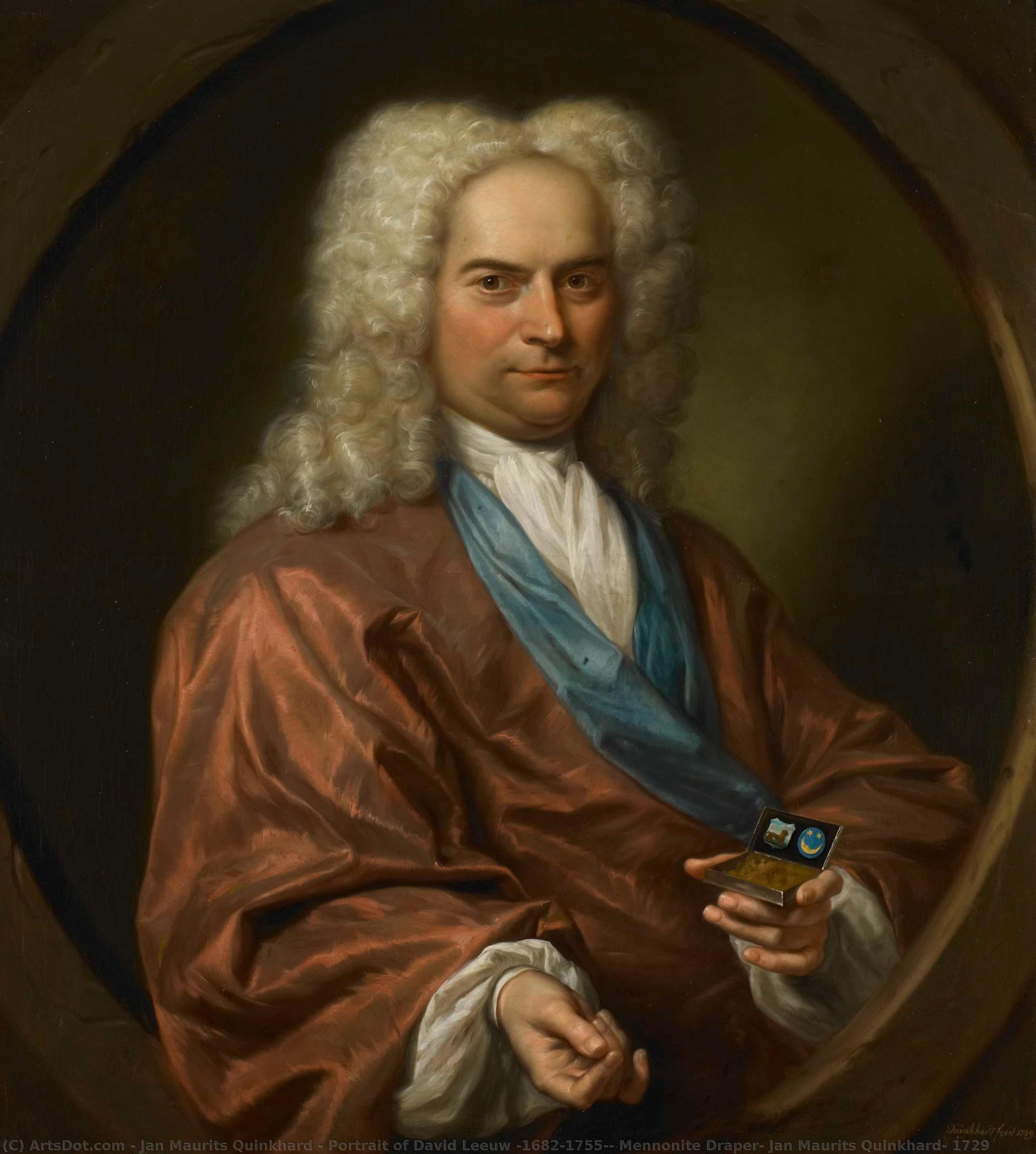 Portrait Of David Leeuw (1682-1755), Mennonite Draper, Jan Maurits Quinkhard, 1729 — Jan Maurits Quinkhard