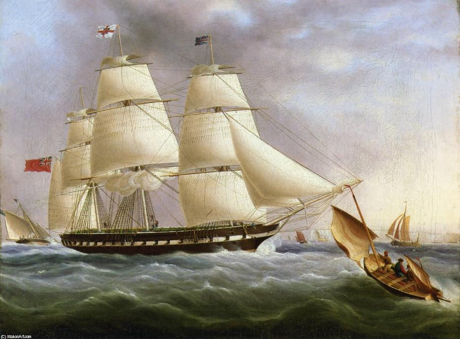 A Three-masted Ship Off Dover — James Edward Buttersworth