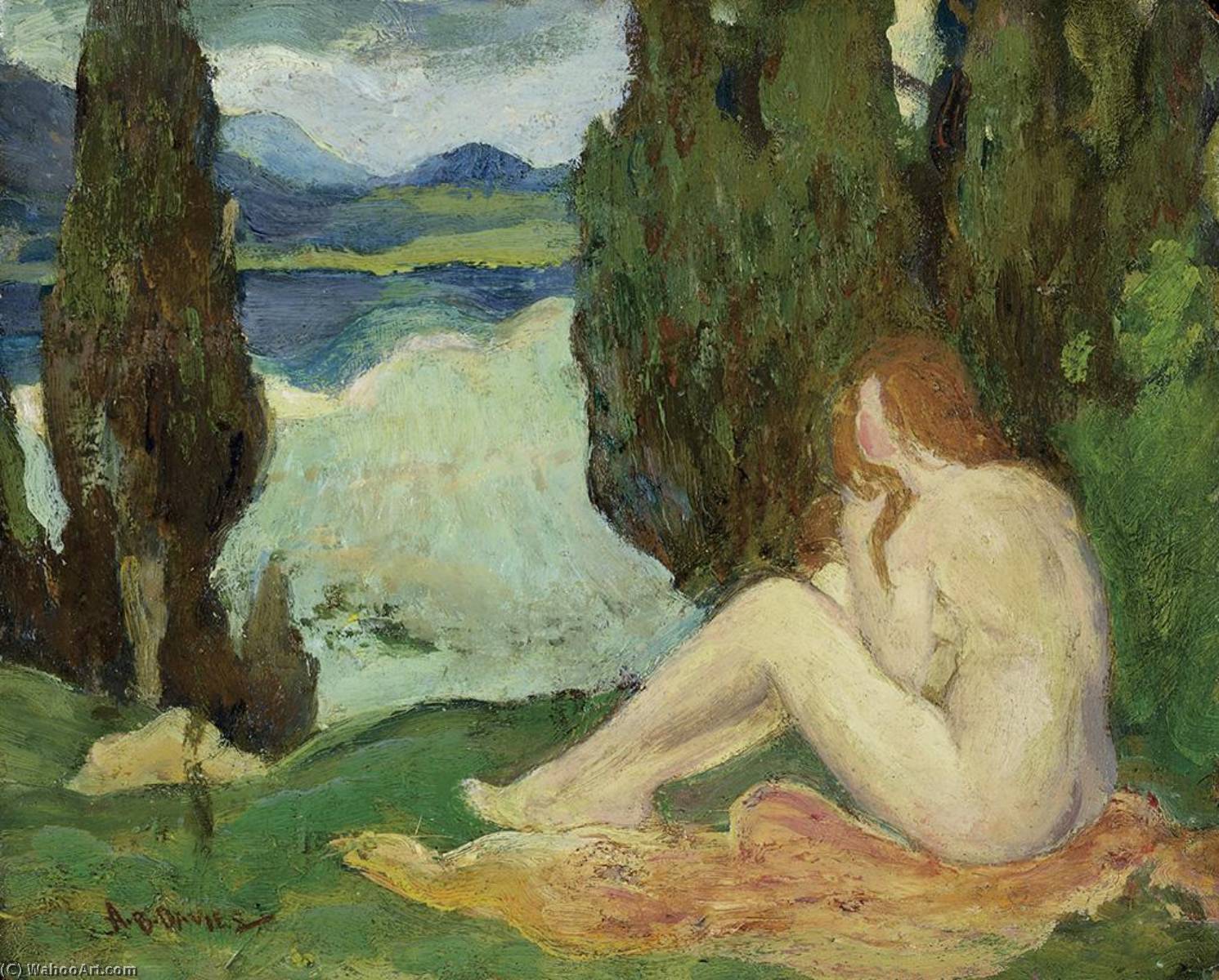 Landscape With A Seated Female Nude — Arthur B. Davies