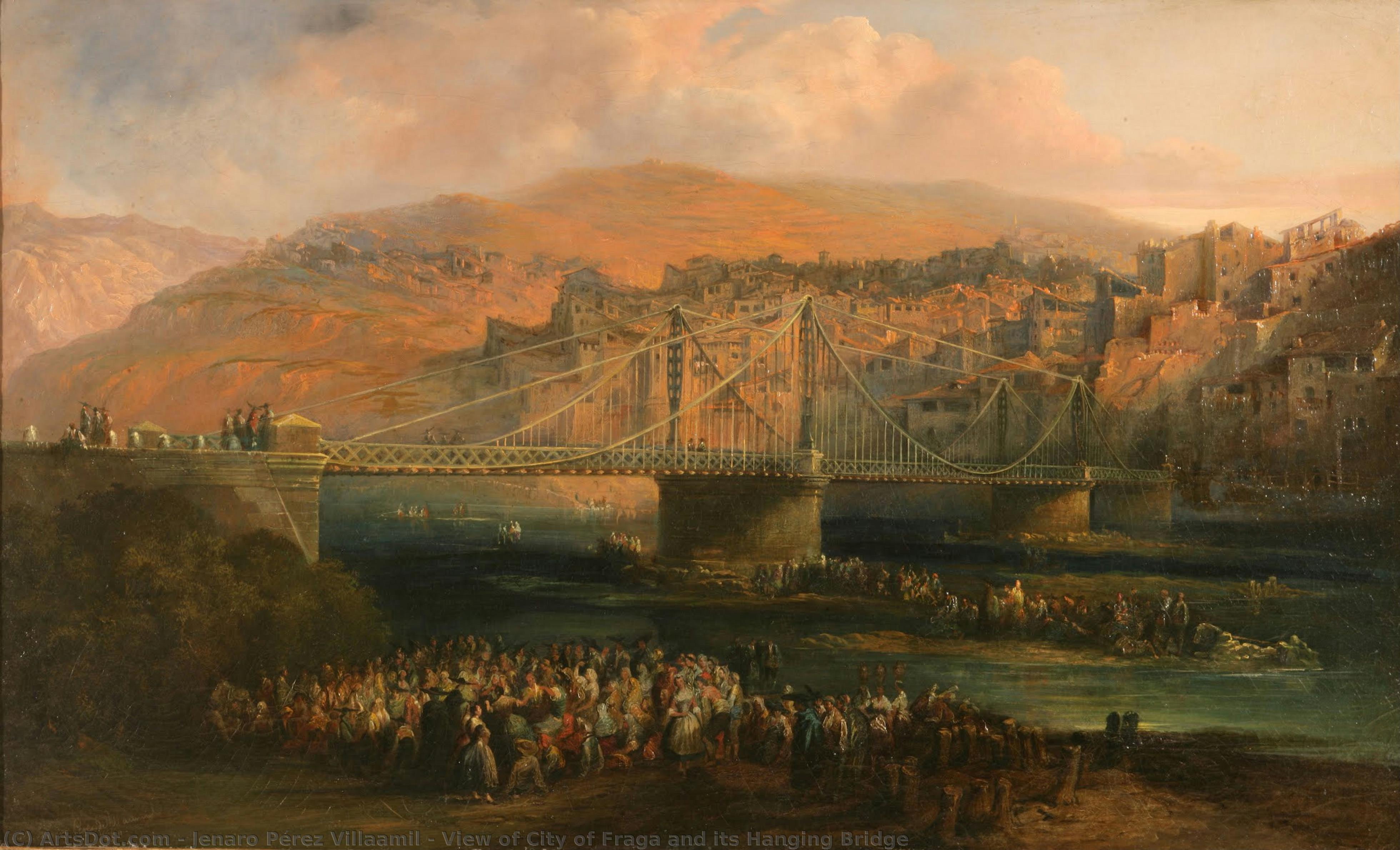 View Of City Of Fraga And Its Hanging Bridge — Jenaro Pérez Villaamil