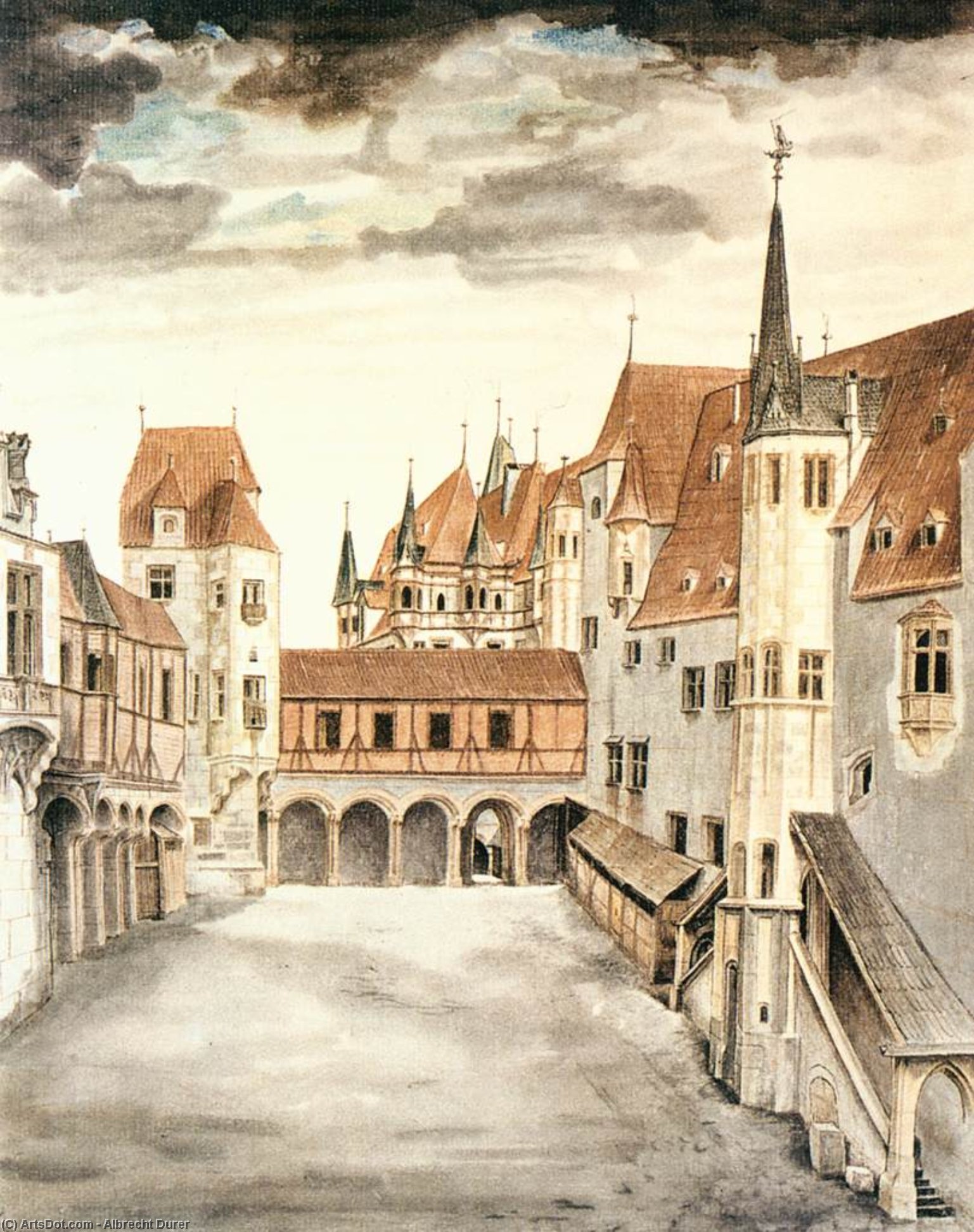 Couryard Of The Former Castle In Innsbruck (with Clouds) — Albrecht Dürer