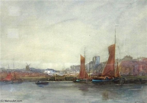 A Dutch River Scene With Sailing Boats — Willem Maris
