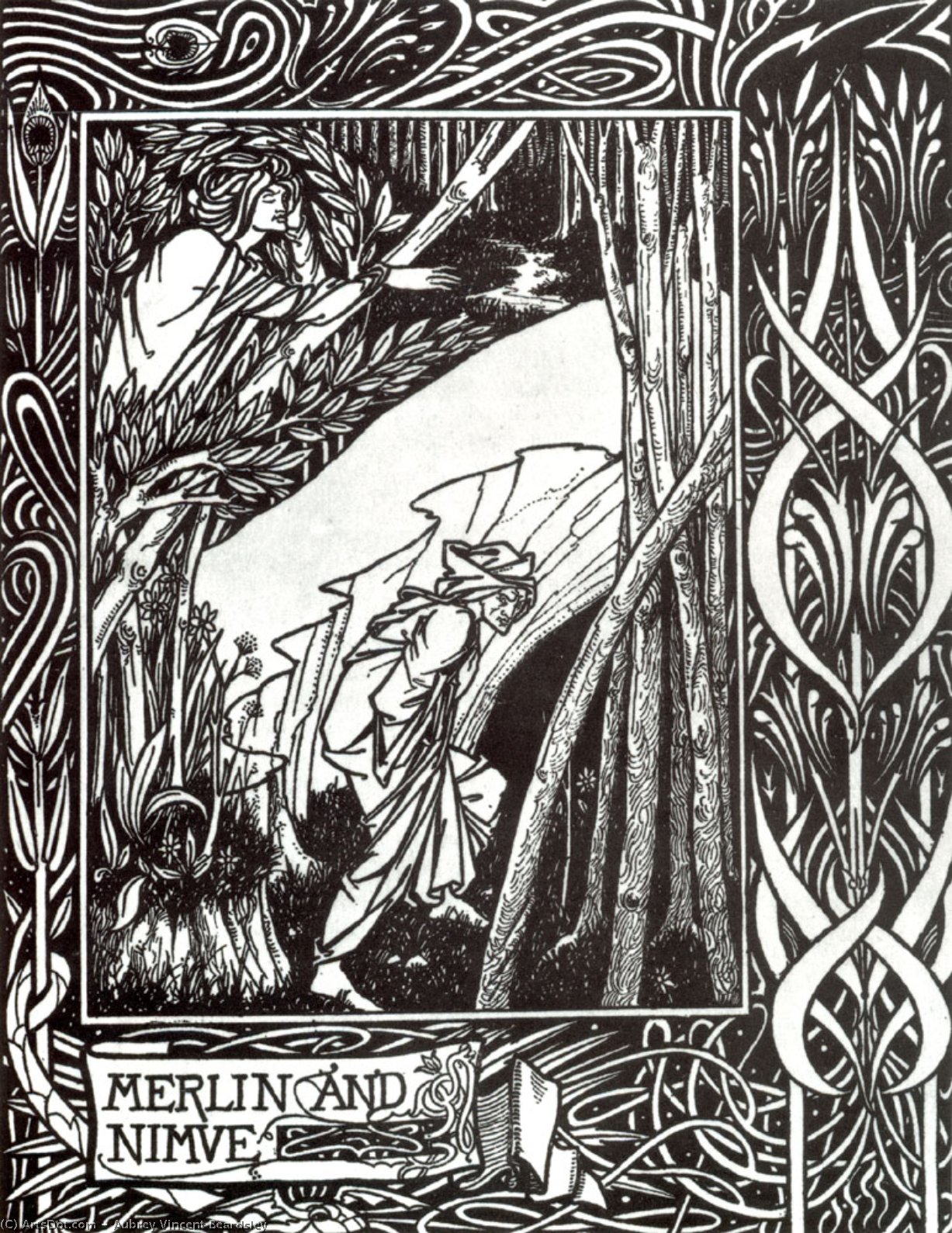 Merlin And Nimue — Aubrey Vincent Beardsley