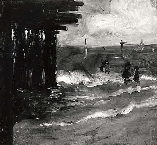 Rockaway Beach With Pier, (painting) — Alfred Henry Maurer