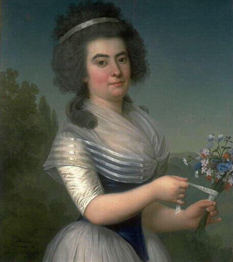Portrait De Mademoiselle Henriette Nairac Tenant Un Bouquet — Adolf Ulrik Wertmüller