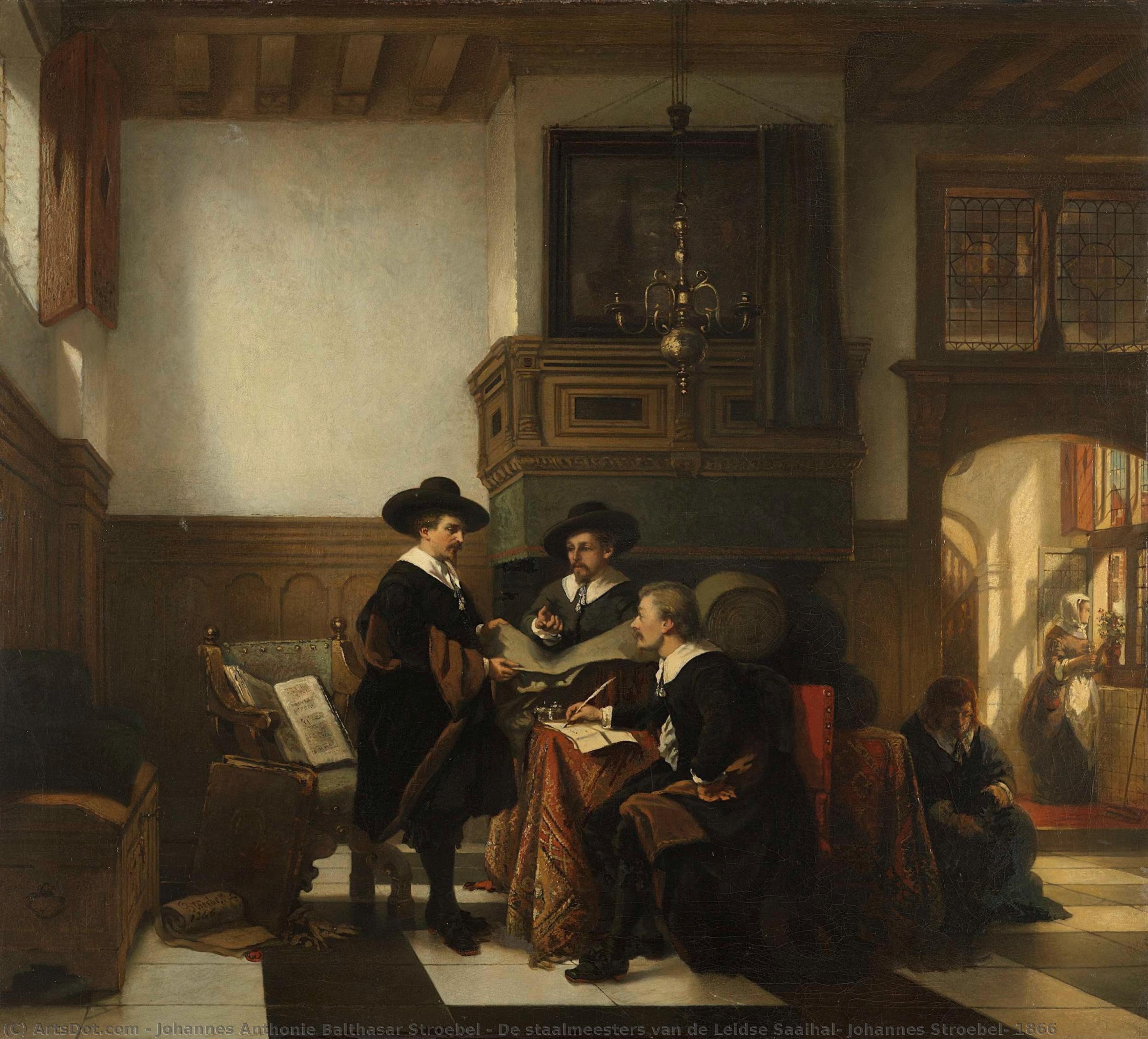 De Staalmeesters Van De Leidse Saaihal, Johannes Stroebel, 1866 — Johannes Anthonie Balthasar Stroebel