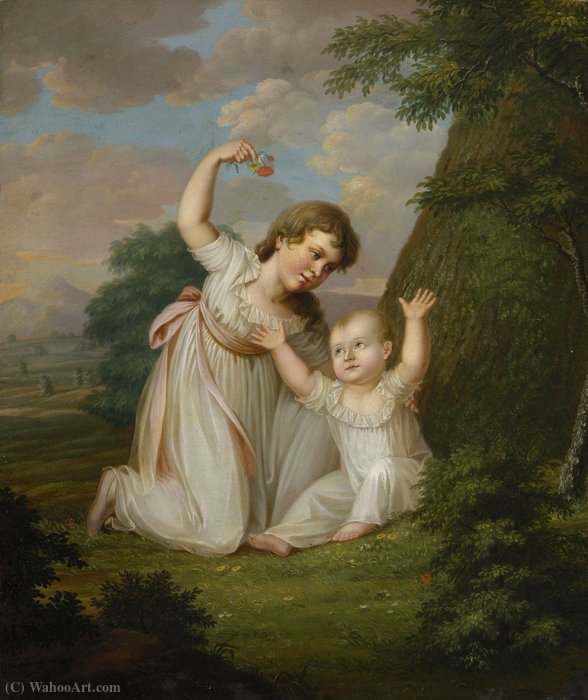 Double Portrait Of Sisters Sophie And Emma Charlotte Constanze Von Wylich-lottum — Friedrich Bury