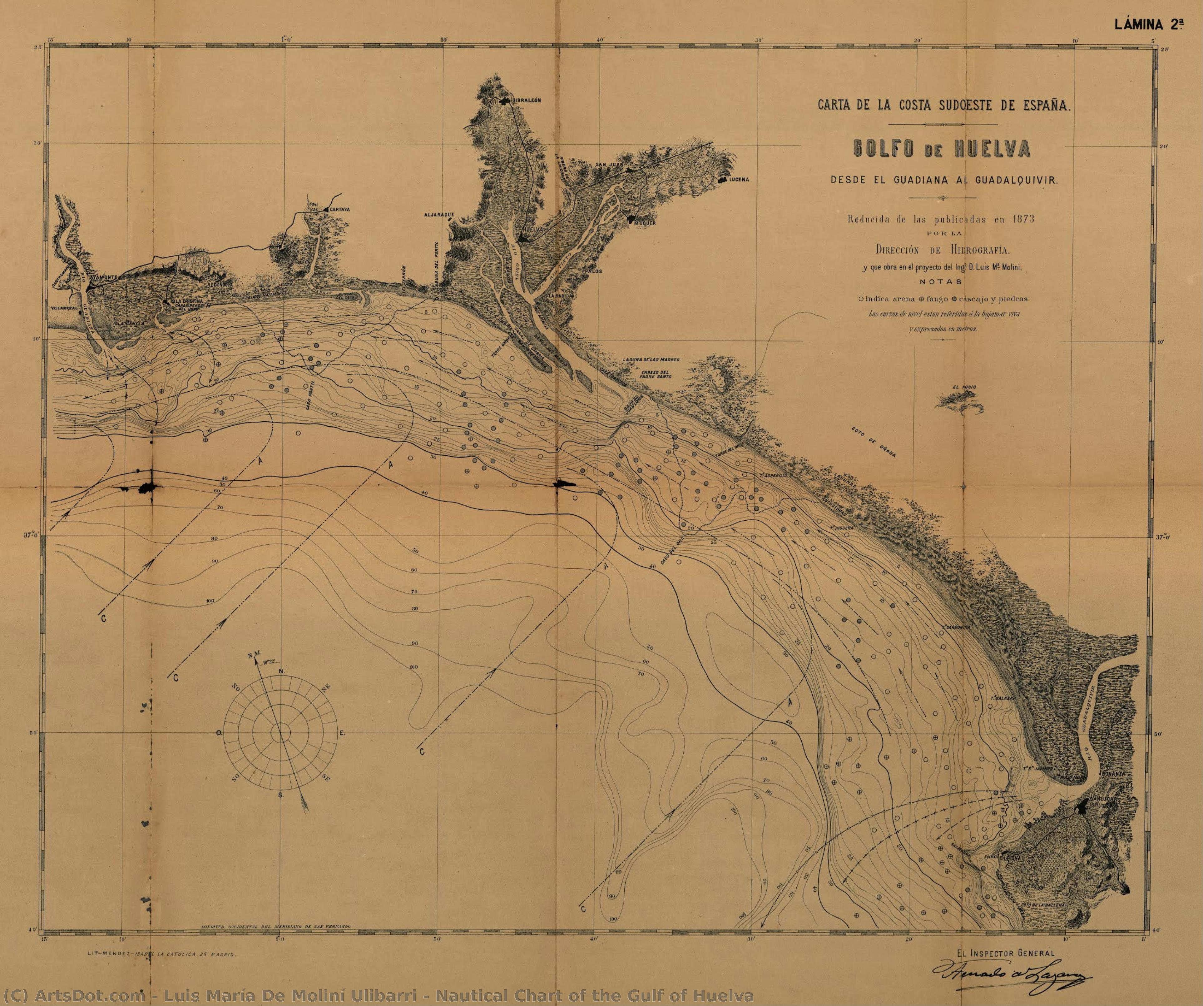 Título Traducido: Carta Náutica Del Estuario De Huelva — Luis María De Moliní Ulibarri