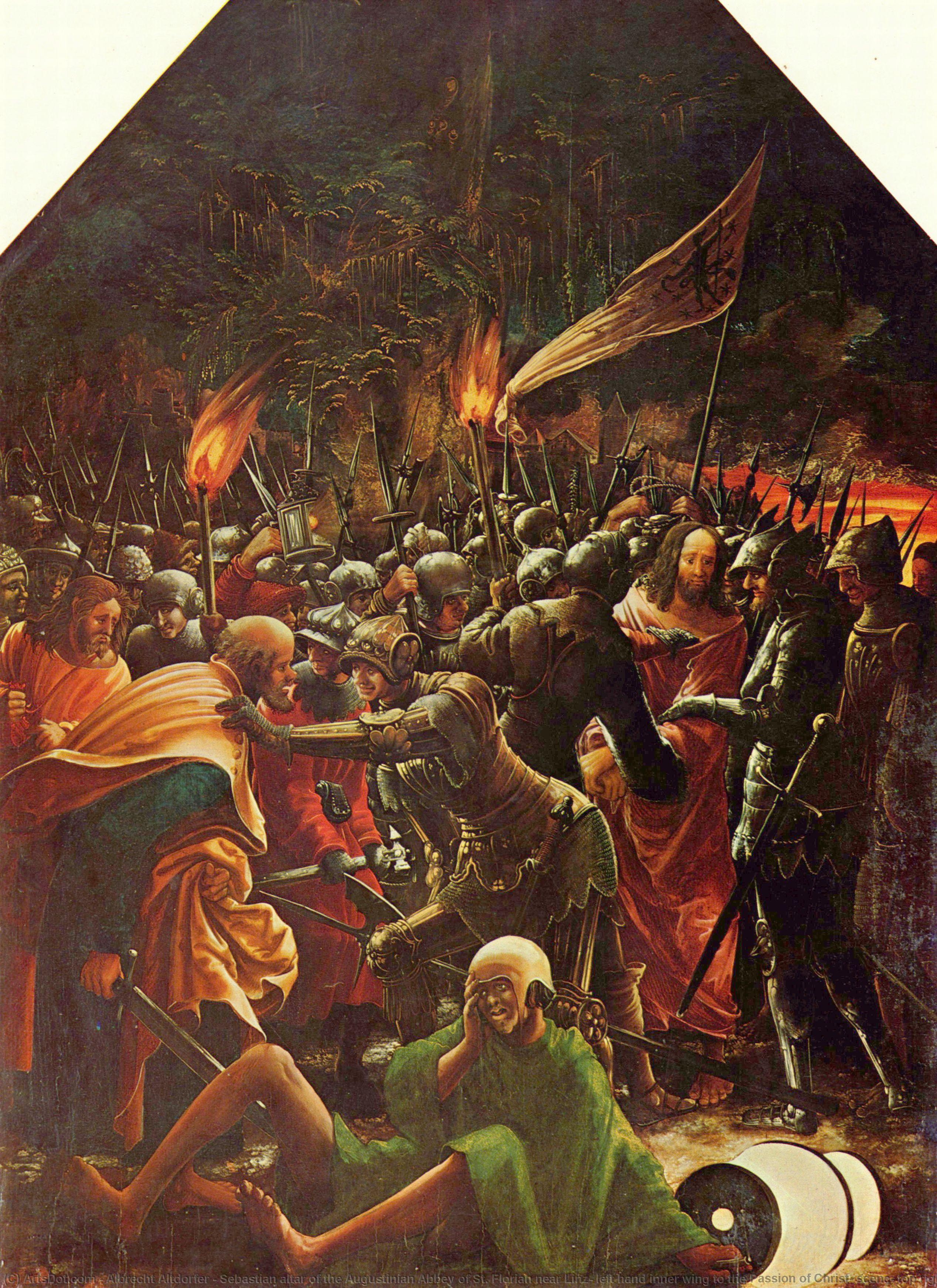 Sebastian Altar Of The Augustinian Abbey Of St. Florian Near Linz, Left Hand Inner Wing To The Passion Of Christ, Scene, Top Right- Betrayal Of Christ — Albrecht Altdorfer