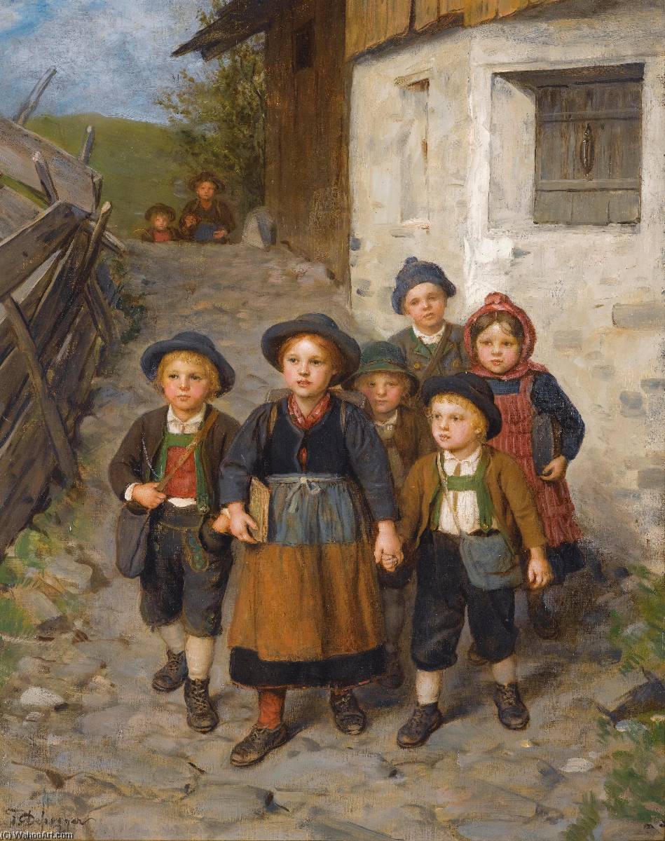 Auf Dem Schulweg (going To School) — Franz Von Defregger
