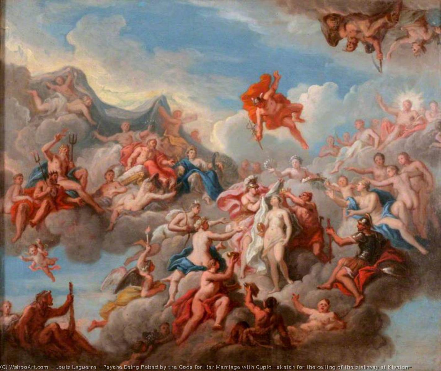 Psyche Being Robed By The Gods For Her Marriage With Cupid (sketch For The Ceiling Of The Stairway At Kiveton) — Louis Laguerre