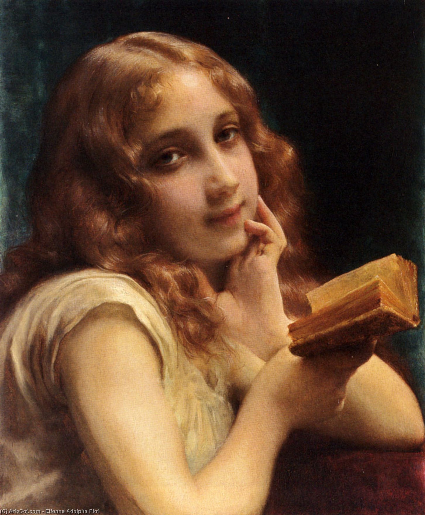 A Little Girl Reading — Etienne Adolphe Piot