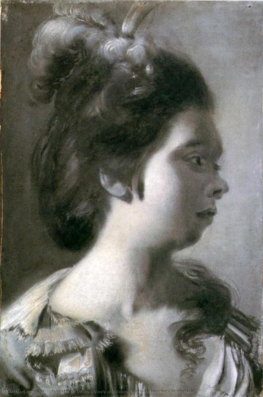 Study Of A Young Girl With Feathers In Her Hair — Joseph Wright Of Derby