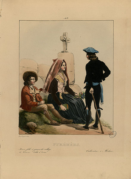 Girl And Boy From The Village Of Laruns, Ossau Valley - Cultivator Mauleon — Edouard Pingret