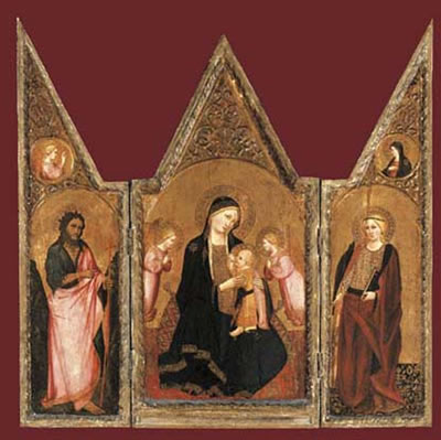 The Madonna Of Humility With Saint Catherine And Saint John The Baptist — Agnolo Gaddi