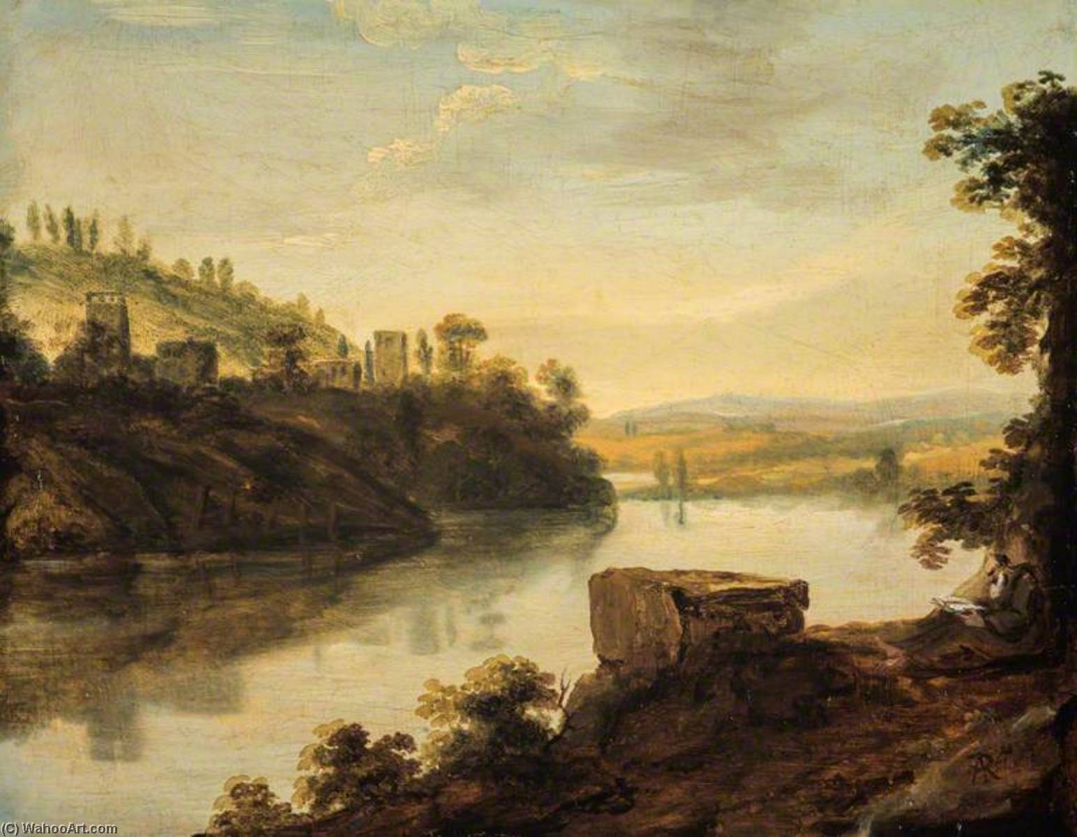 Italian River Landscape With A Hermit — Alexander Runciman