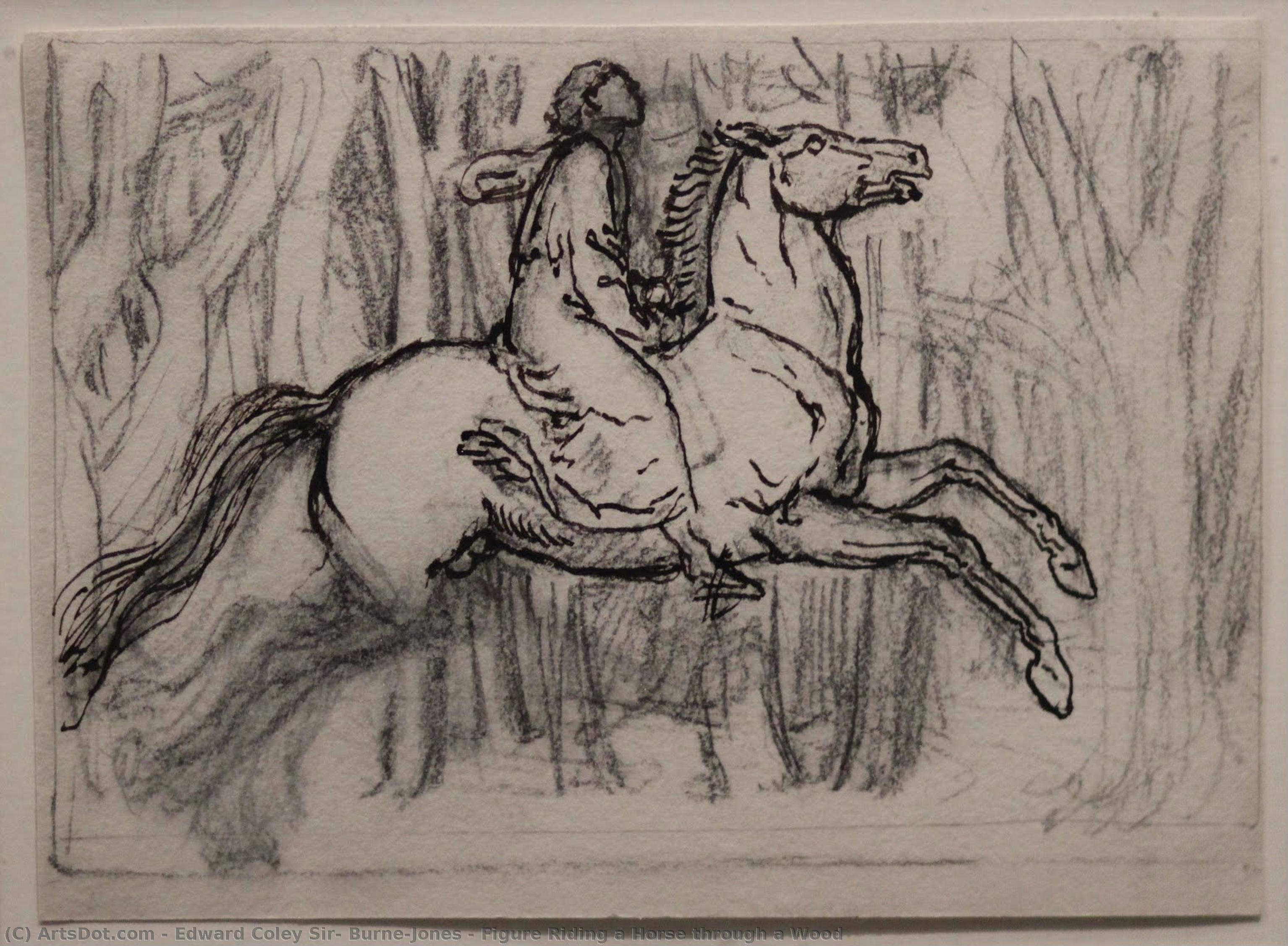 Figure Riding A Horse Through A Wood — Edward Coley Burne-jones