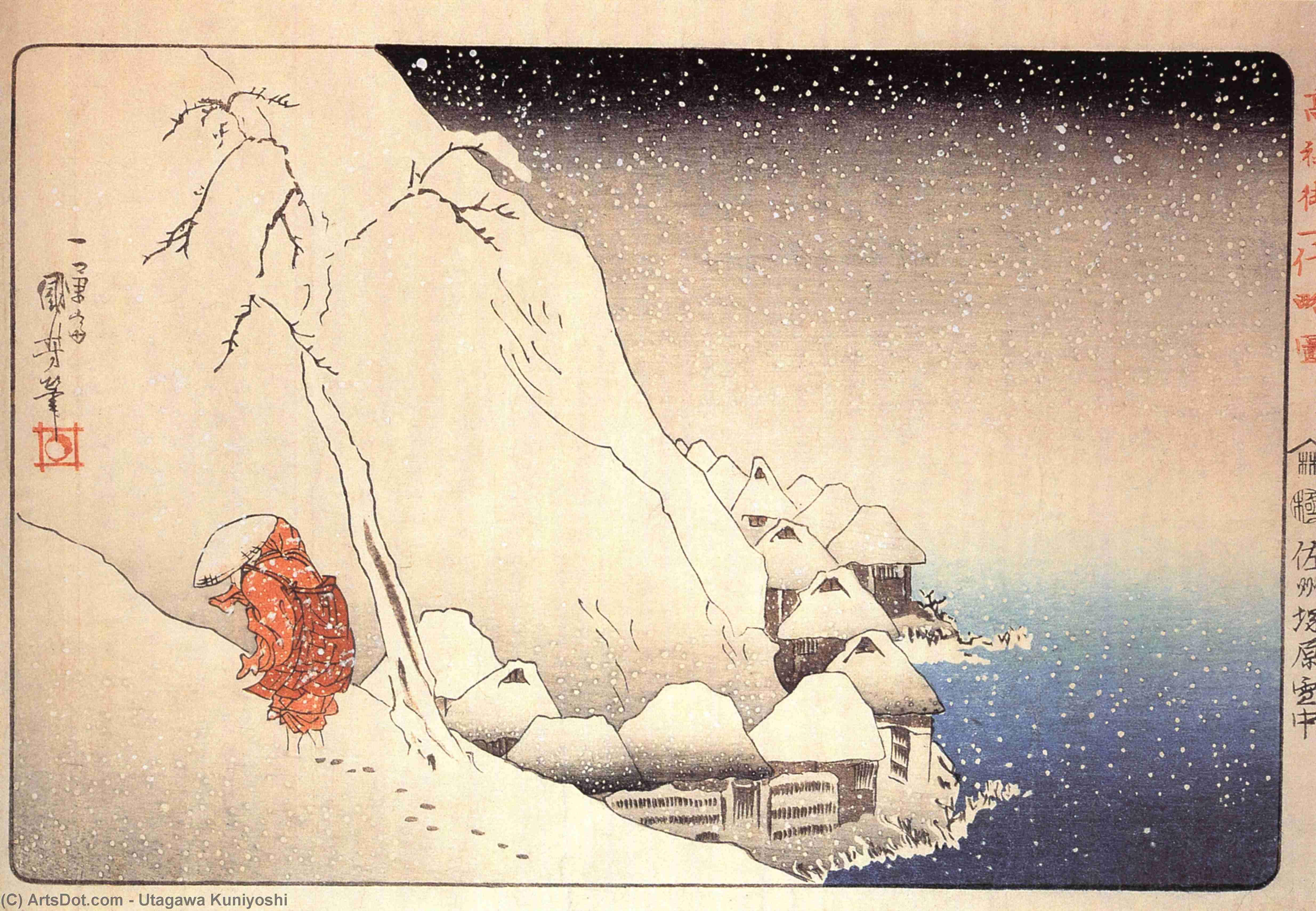 Nichiren Going Into Exile On The Island Of Sado — Utagawa Kuniyoshi