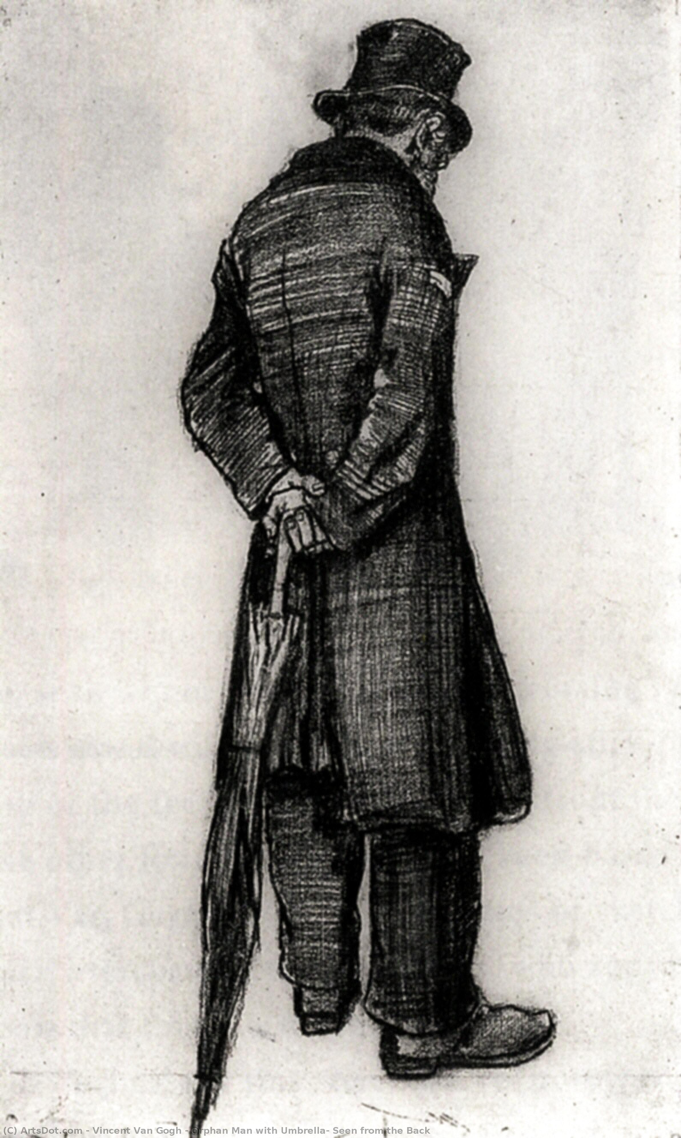 Orphan Man With Umbrella, Seen From The Back — Vincent Willem Van Gogh