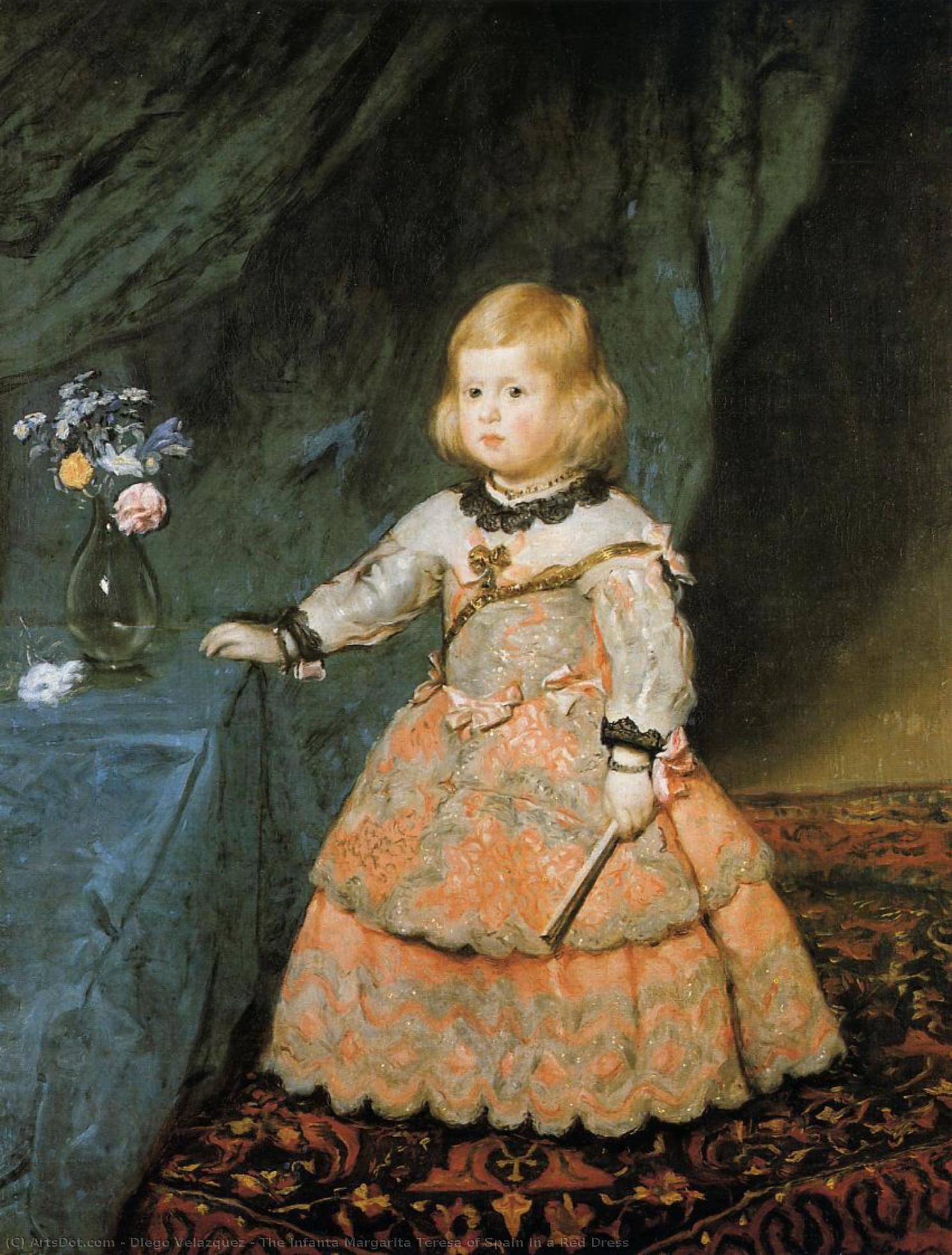 Die Infanta Margarita Teresa Von Spanien In Einem Roten Kleid — Diego Rodríguez De Silva Y Velázquez