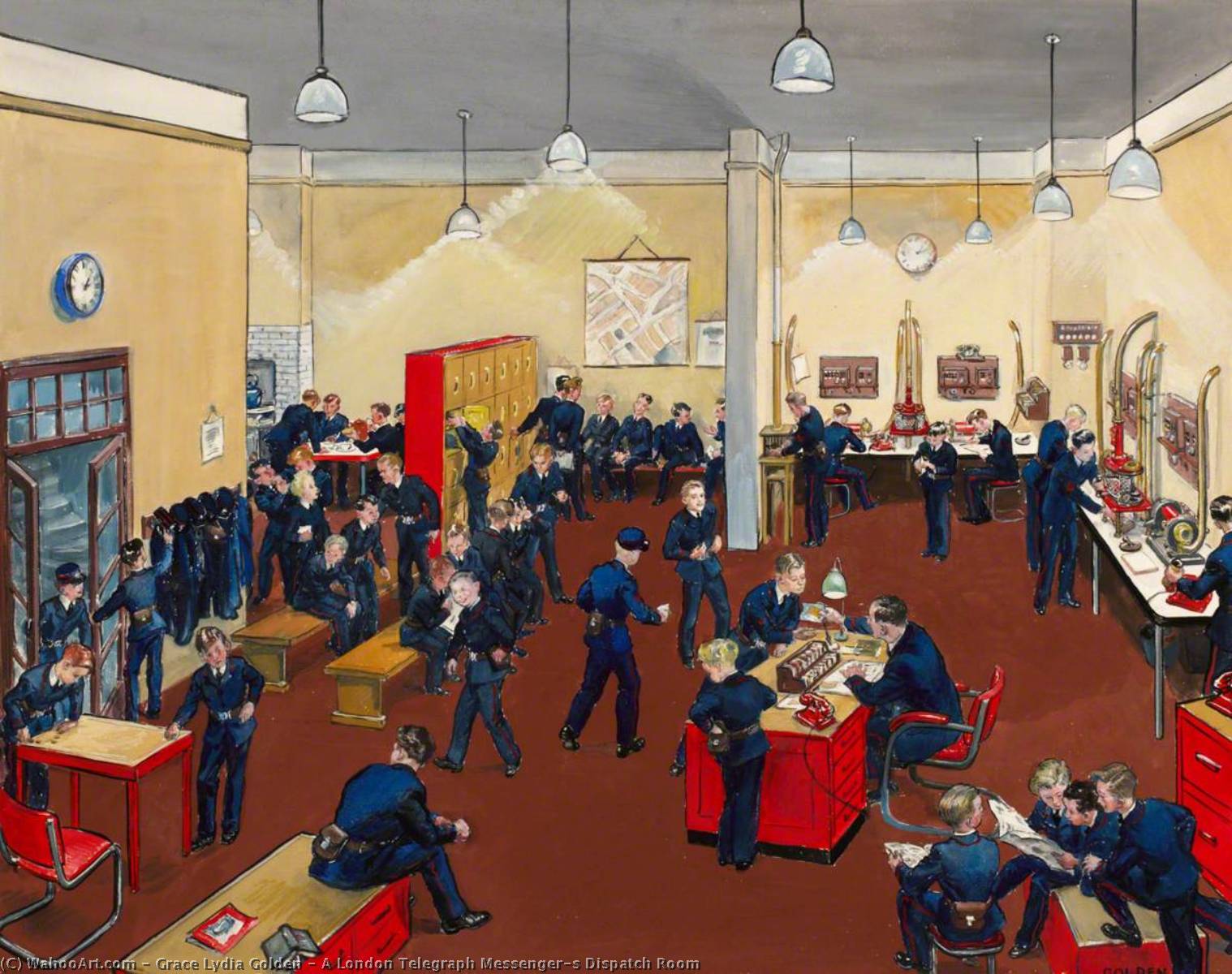 A London Telegraph Messenger's Dispatch Room — Grace Lydia Golden