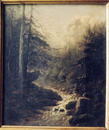 (woodland Brook Flowing Over Boulders), (painting) — Mary E Powell