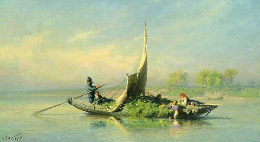 Peasant Family In A Boat — Fyodor Alexandrovich Vasilyev