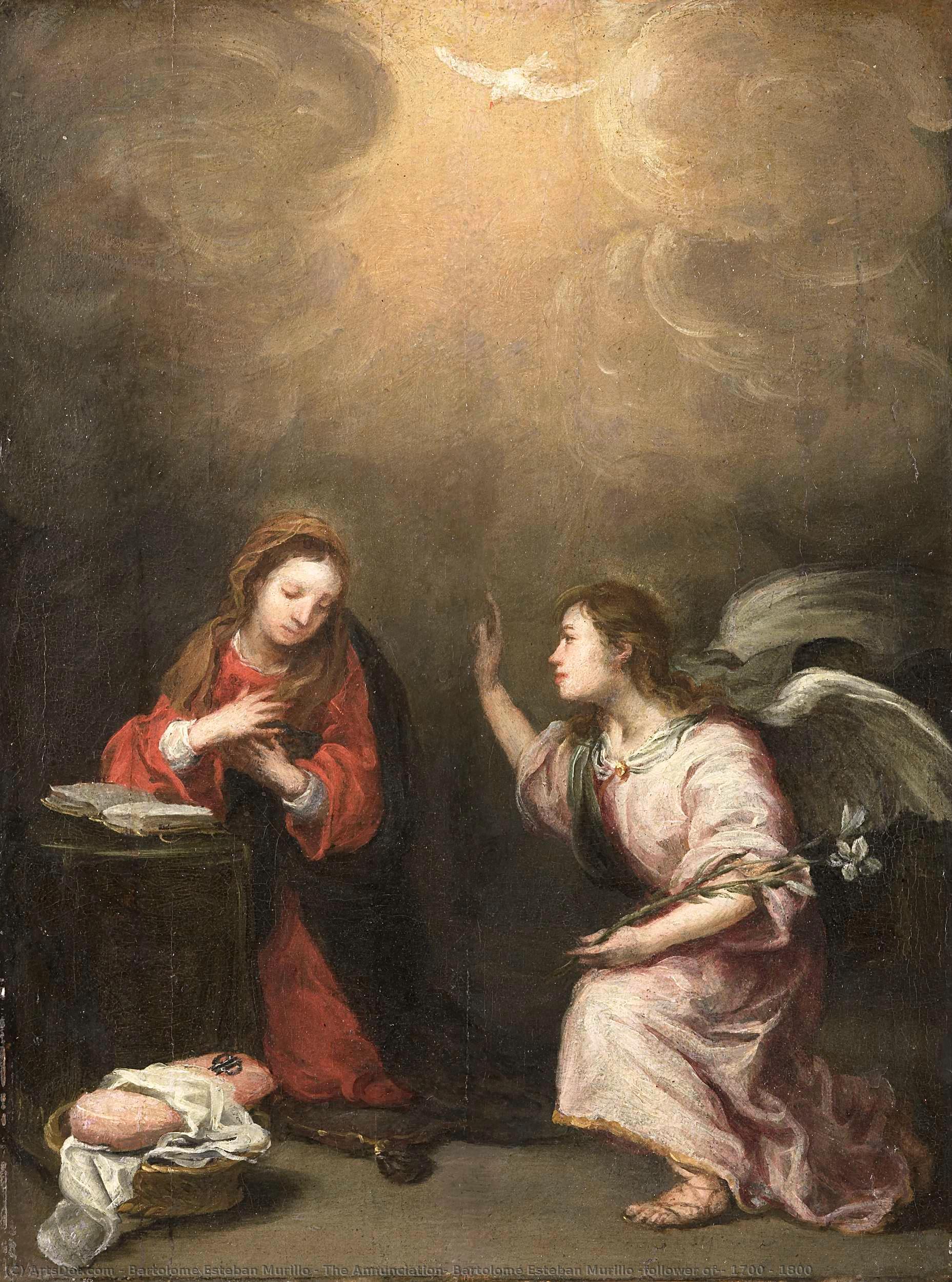 The Annunciation, Bartolomé Esteban Murillo (follower Of), 1700 - 1800 — Bartolomé Esteban Murillo