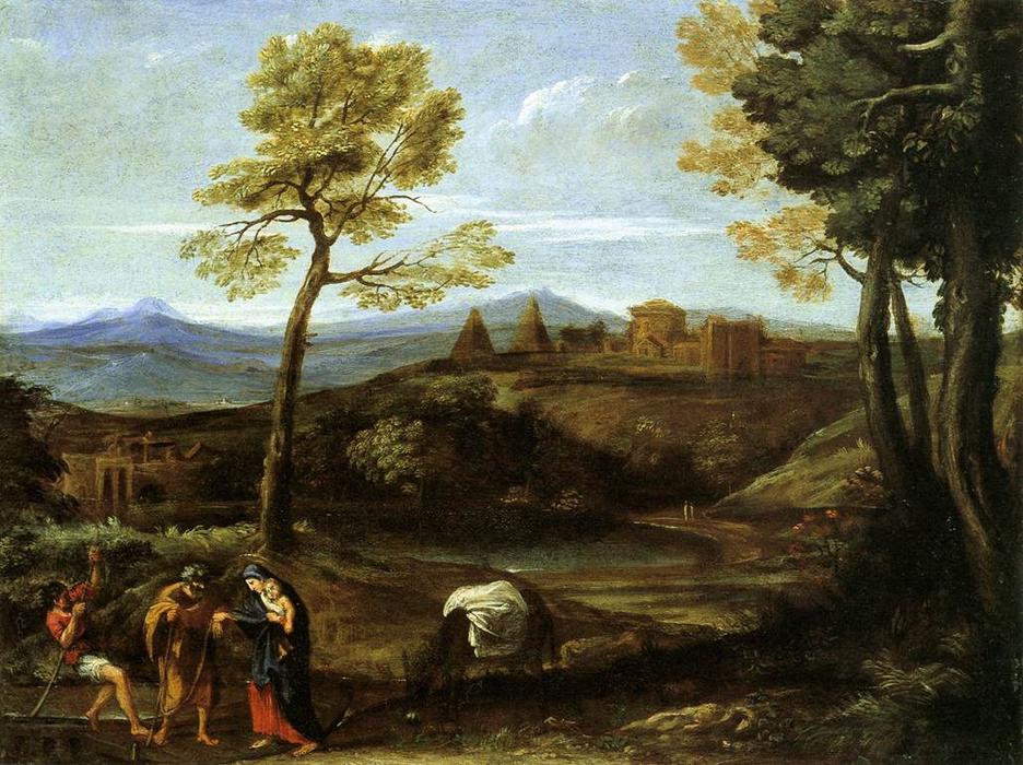 Landscape With The Flight Into Egypt — Domenichino (domenico Zampieri)