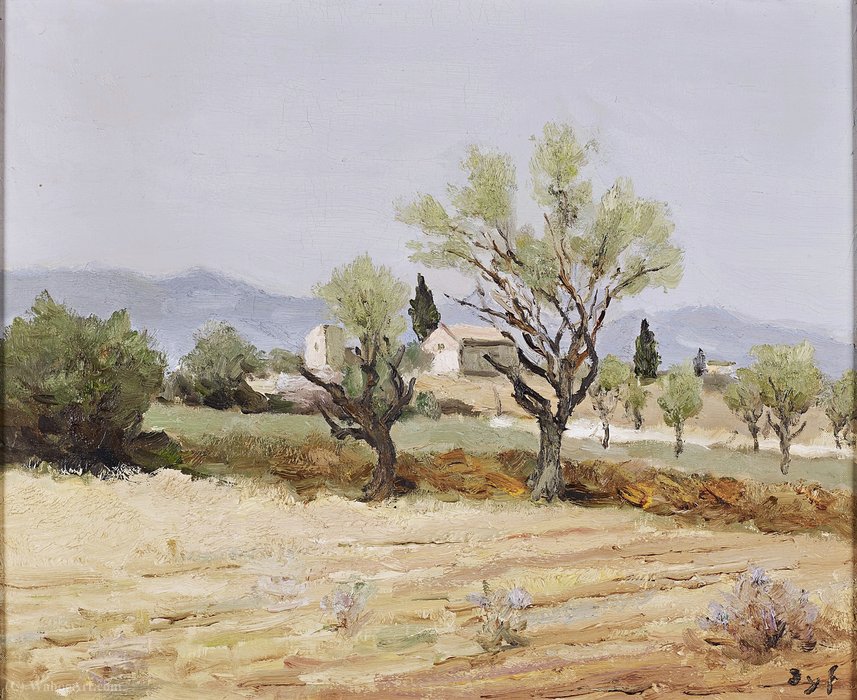 Almond Trees And The Tower Of Egalieres — Marcel Dyf
