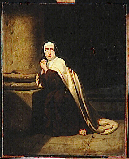 Sainte Thérèse Religieuse À Genoux Près D'un Pilier (ancien Titre) — Raymond Auguste Quinsac Monvoisin