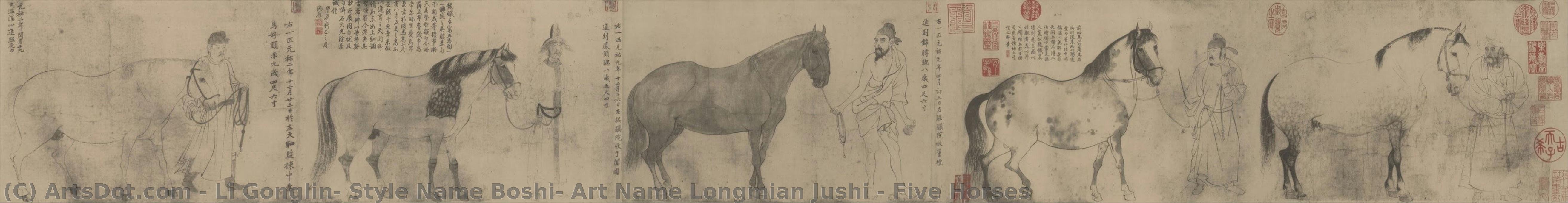 Five Horses — Li Gonglin, Style Name Boshi, Art Name Longmian Jushi