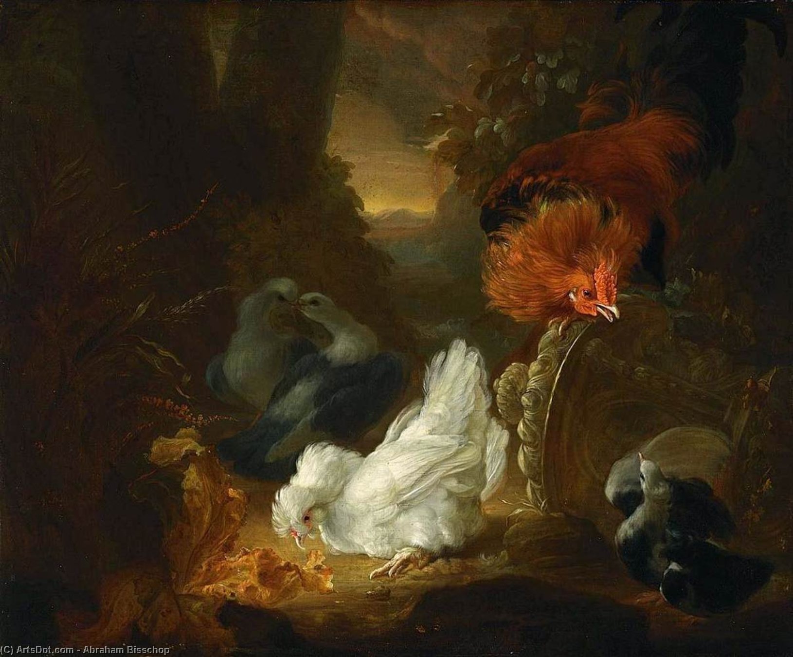 Birds In Wooded Landscape — Abraham Bisschop