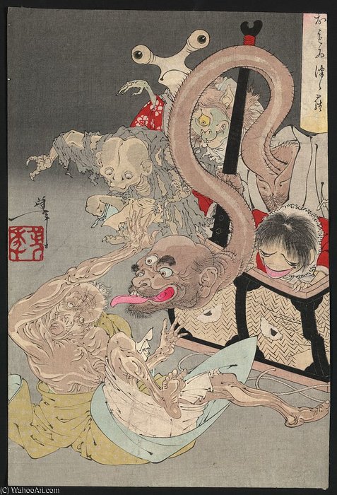 Omoi Tsuzura And Yokubari Obasan — Tsukioka Yoshitoshi