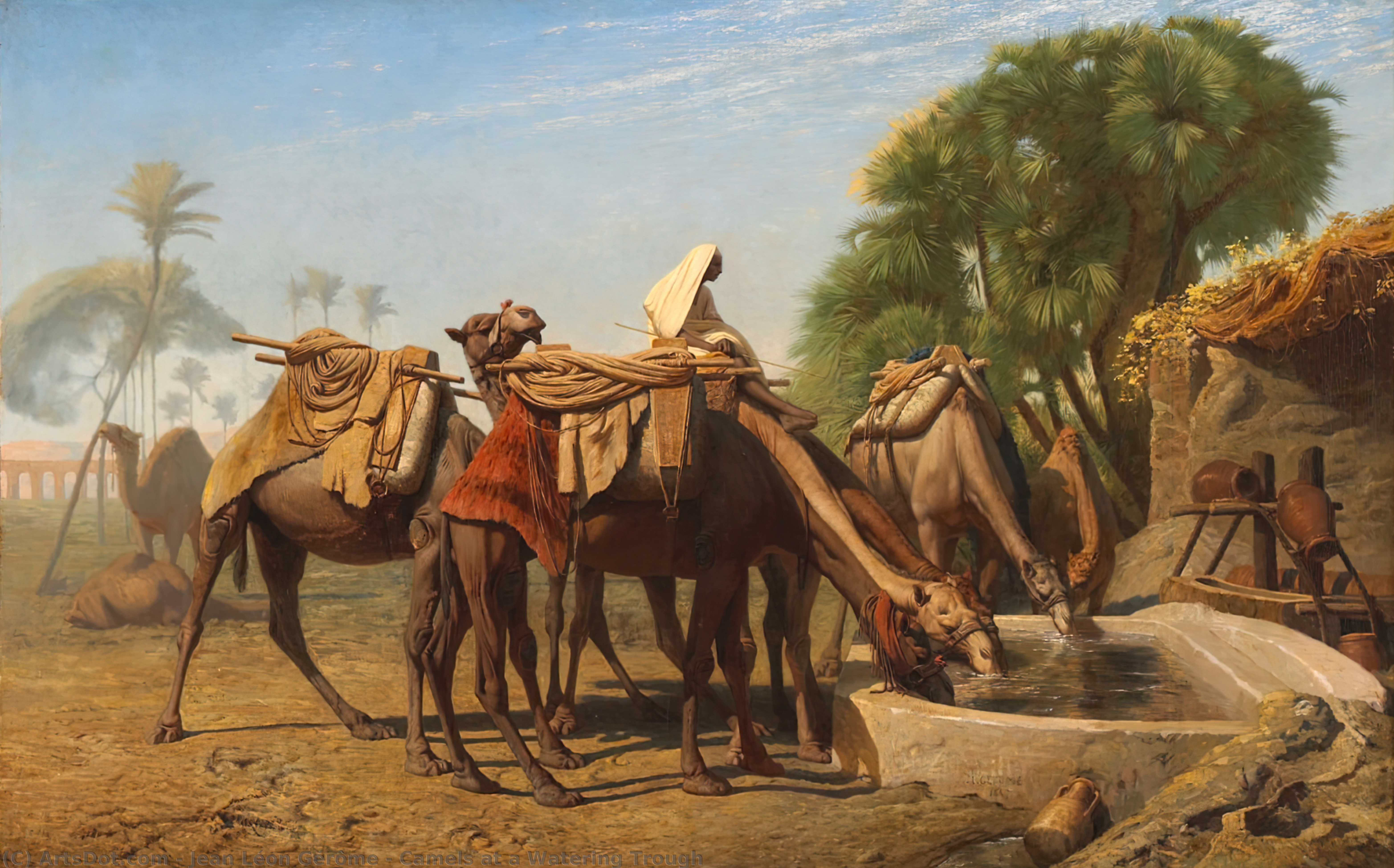 Camels At A Watering Trough — Jean-léon Gérôme
