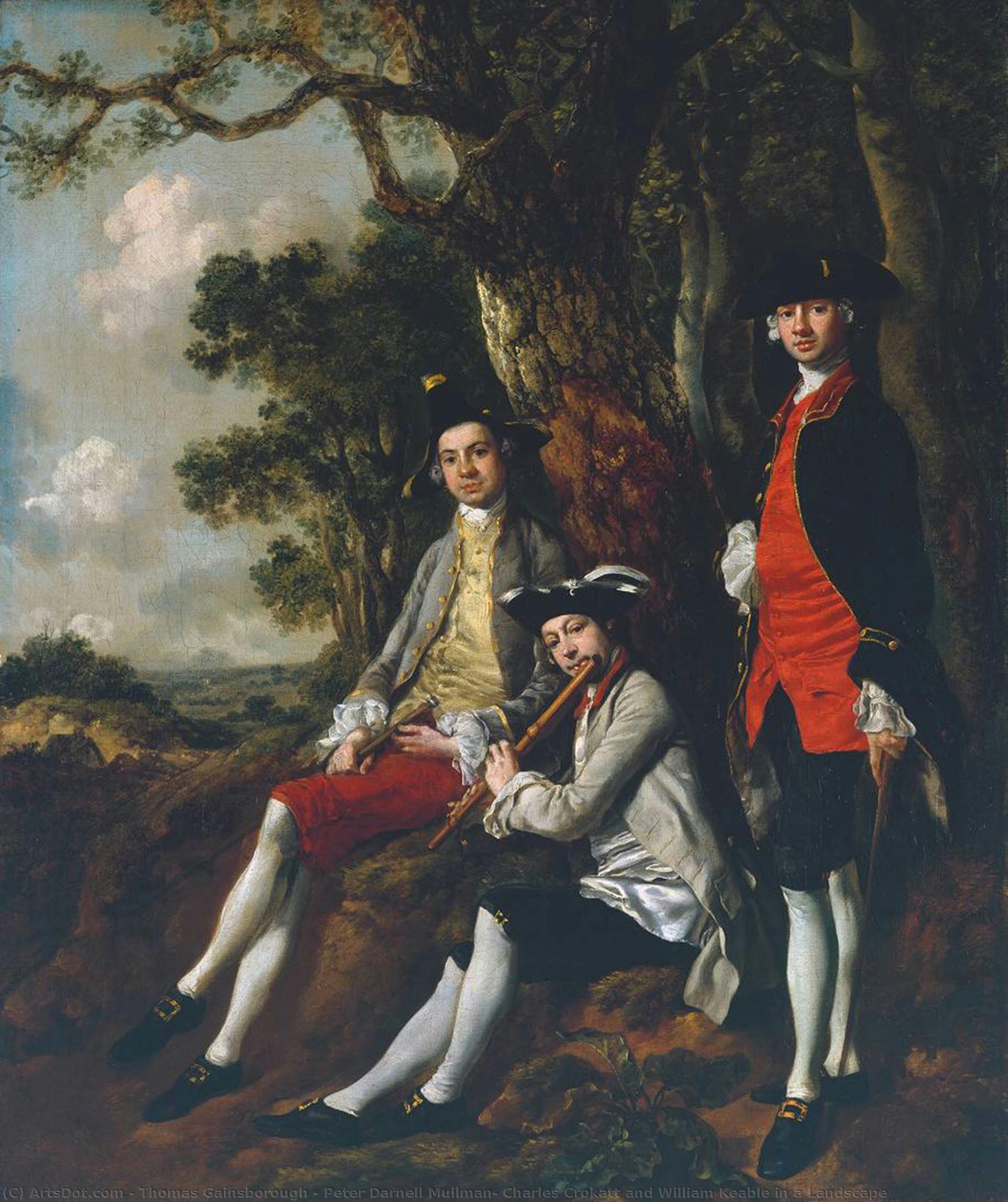 Peter Darnell Muilman, Charles Crokatt And William Keable In A Landscape — Thomas Gainsborough