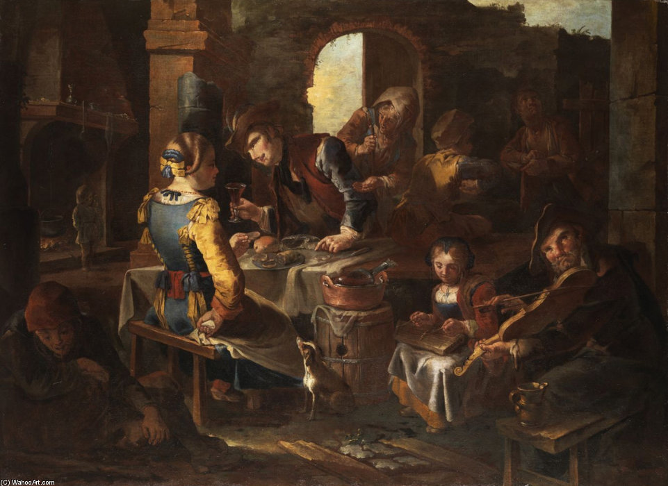 Junges Paar In Einer Ländlichen Taverne — Giacomo Francesco Cipper