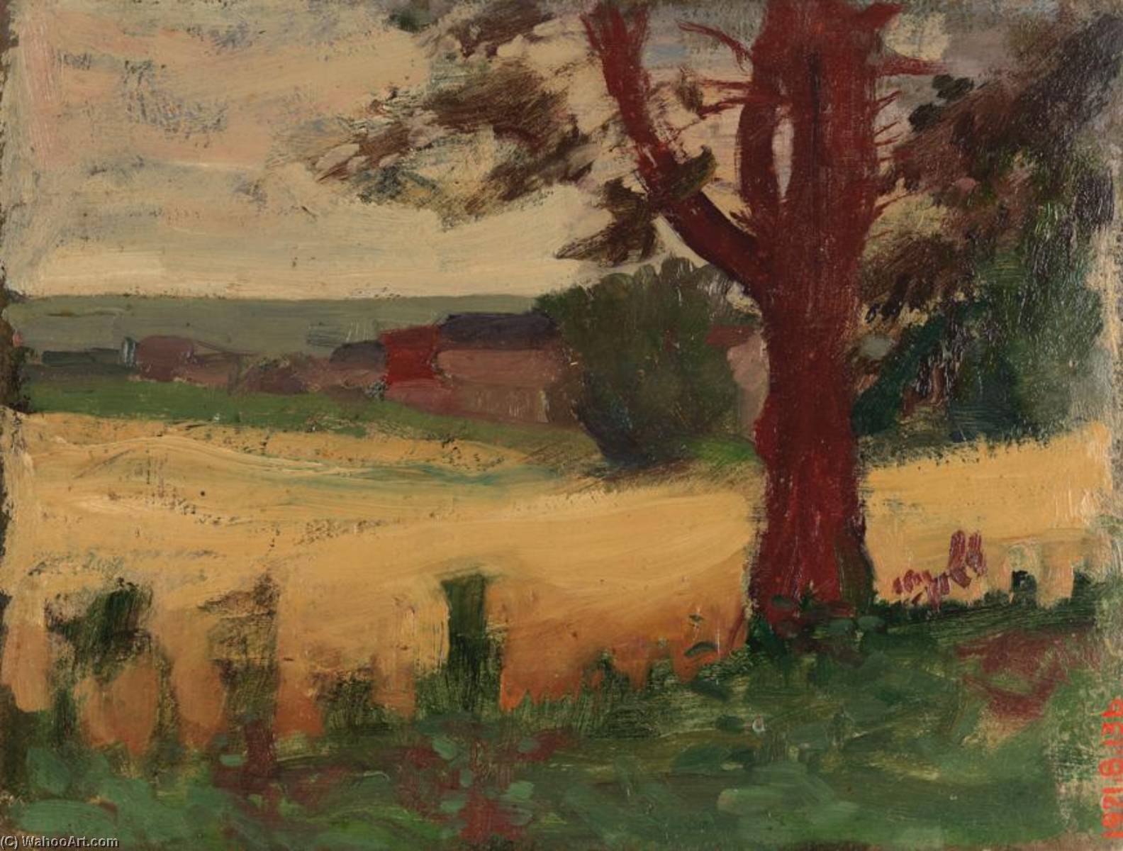 Landscape With Trees And Building — Thomas P Anshutz