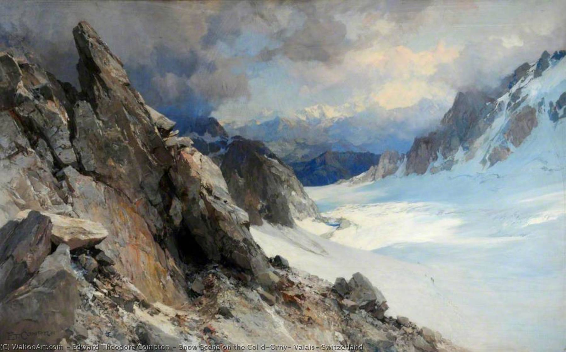 Snow Scene On The Col D'orny, Valais, Switzerland — Edward Theodore Compton