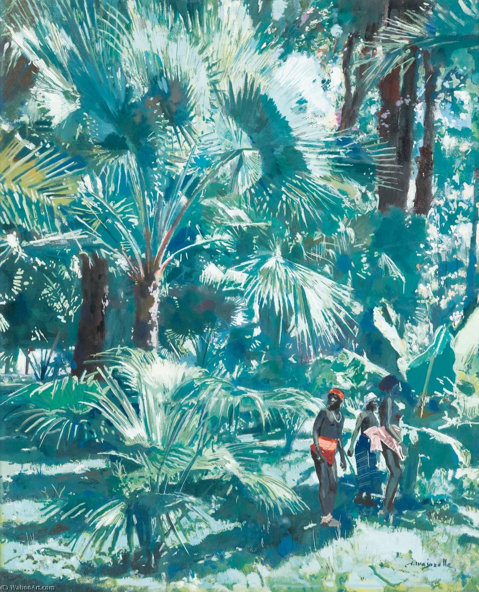 Trois Africaines Dans Une Végétation Luxuriante — Jacques Majorelle