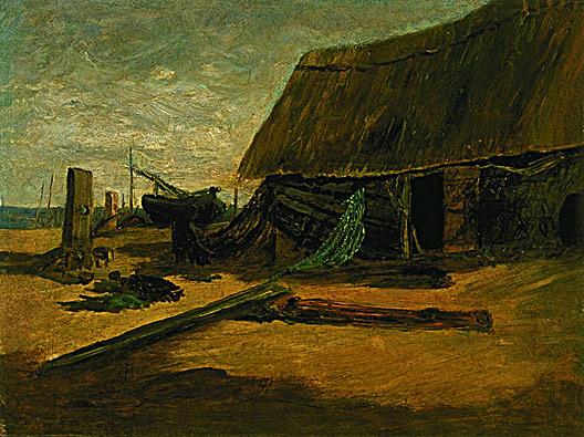 Fishing Shacks, (painting) — Edward Mitchell Bannister