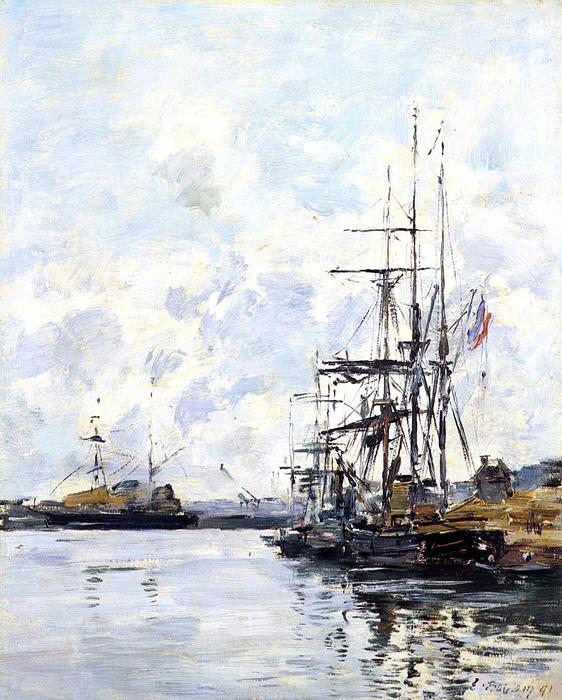 Port, Sailboats At Anchor — Eugène Louis Boudin