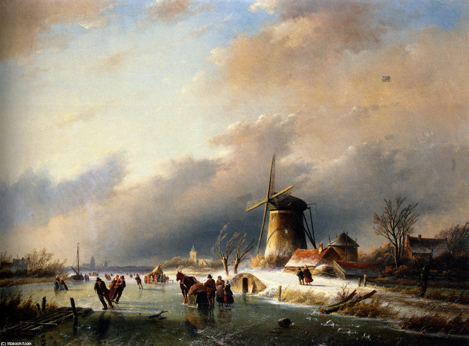 Figures Skating On A Frozen River — Jan Jacob Coenraad Spohler