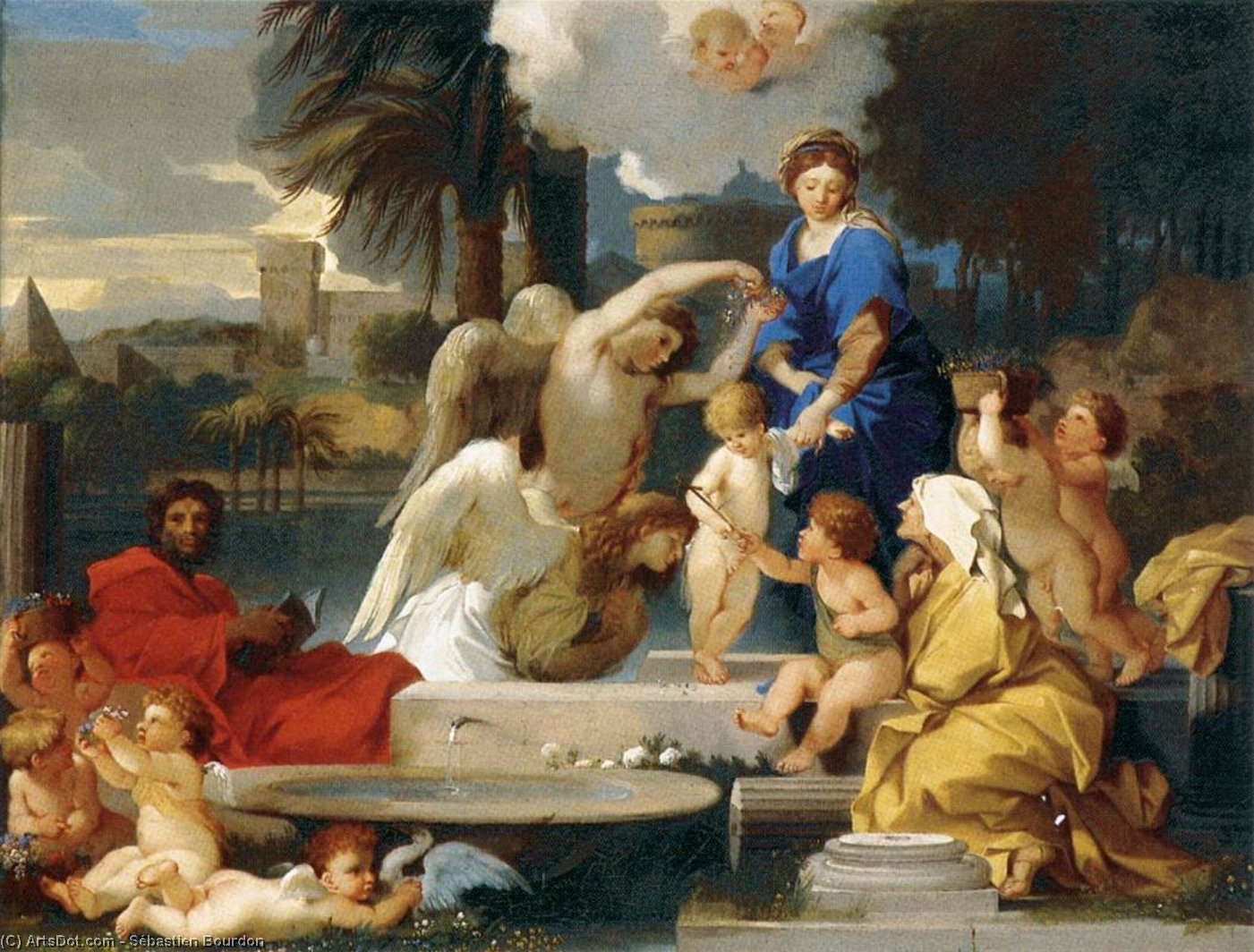 The Holy Family With St Elizabeth And The Infant St John The Baptist — Sébastien Bourdon