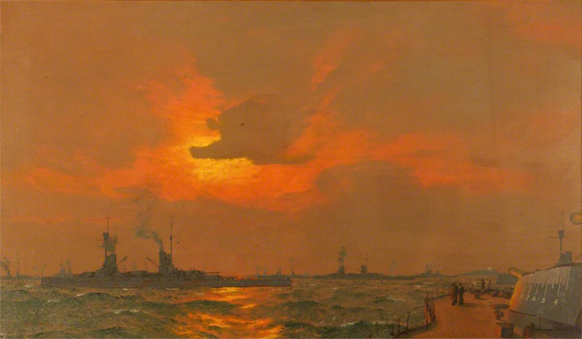 The German Fleet At Anchor Off Inchkeith, Firth Of Forth After The Surrender, 22 November 1918 — Charles Pears
