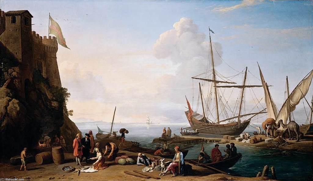Mediterranean Harbour Scene — Adrien Manglard