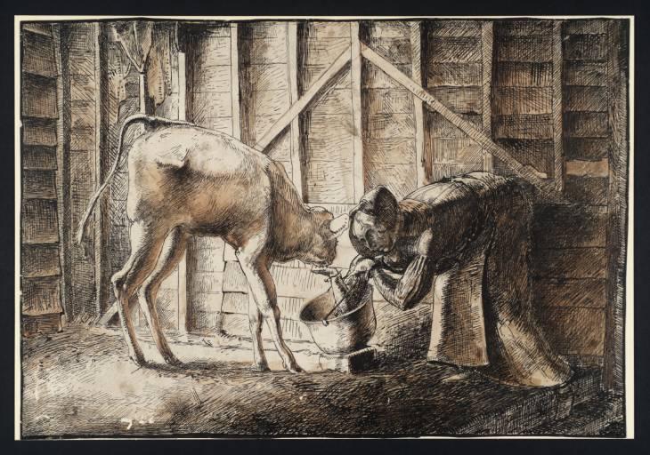 Woman Feeding A Calf — Sir Stanley Spencer