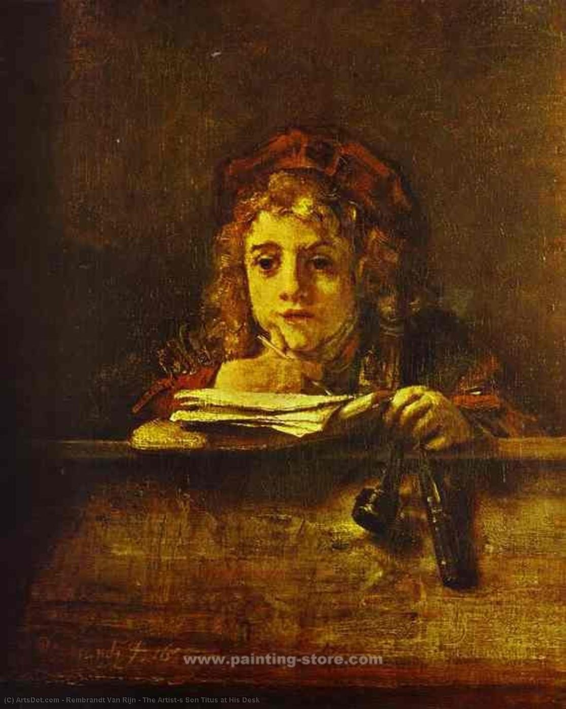 The Artist's Son Titus At His Desk — Rembrandt Van Rijn