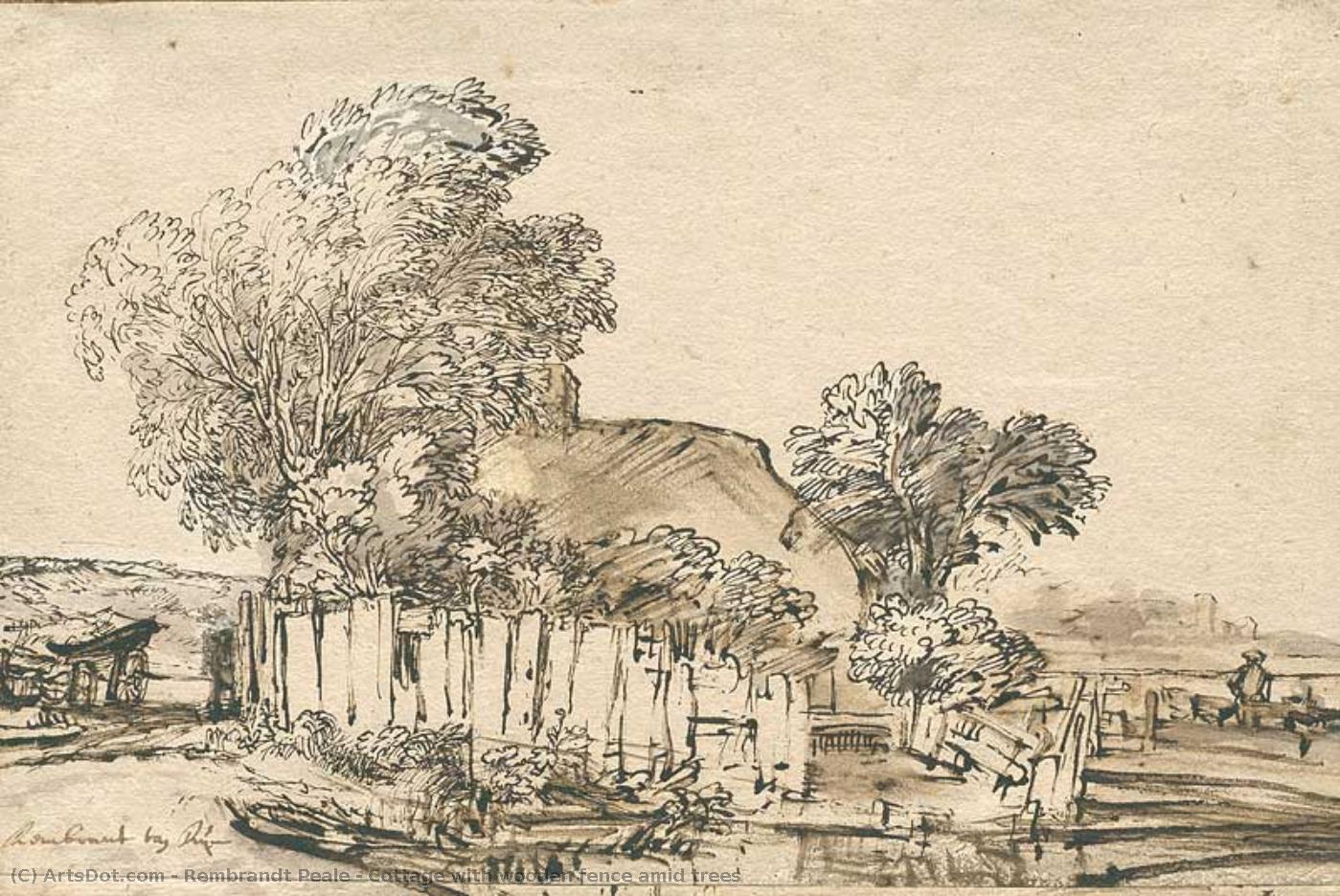 Cottage With Wooden Fence Amid Trees — Rembrandt Peale